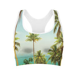 Coconut Tree Print Women's Sports Bra