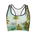 Coconut Tree Print Women's Sports Bra