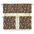 Coffee And Dessert Drawing Pattern Print 3 Piece Kitchen Curtains