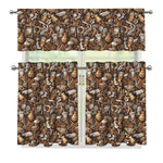 Coffee And Dessert Drawing Pattern Print 3 Piece Kitchen Curtains