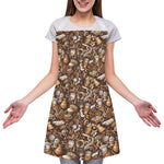 Coffee And Dessert Drawing Pattern Print Adjustable Apron
