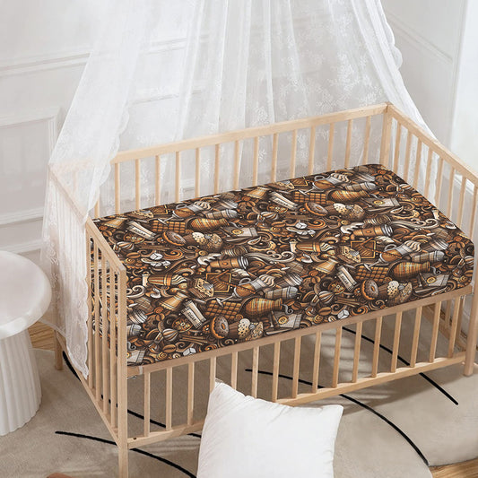 Coffee And Dessert Drawing Pattern Print Baby Crib Sheet