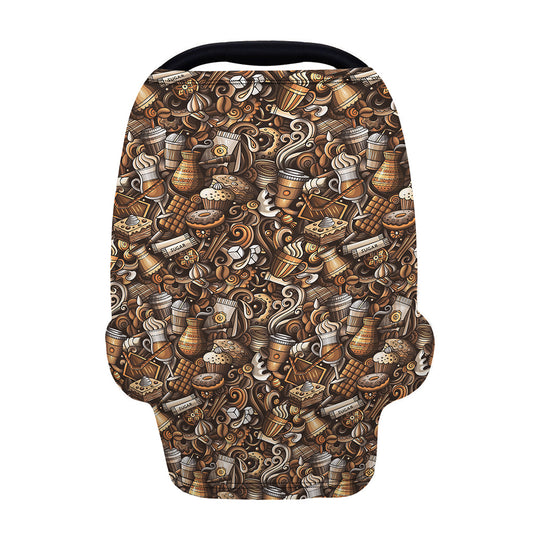 Coffee And Dessert Drawing Pattern Print Baby Seat Cover