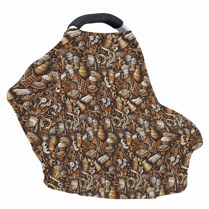 Coffee And Dessert Drawing Pattern Print Baby Seat Cover