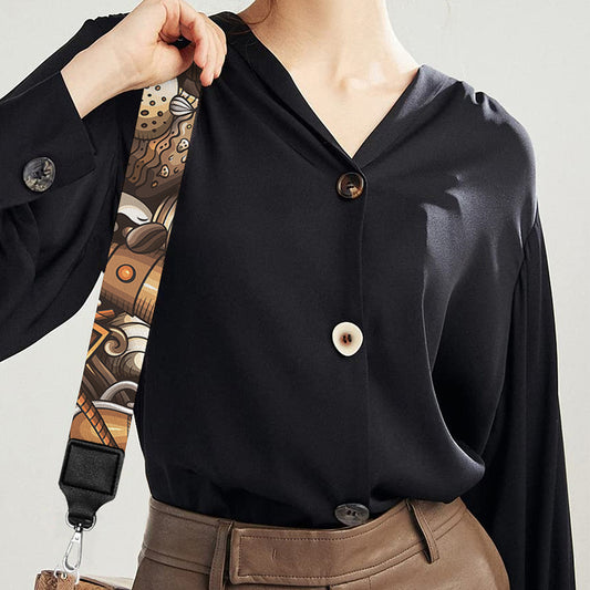 Coffee And Dessert Drawing Pattern Print Bag Strap