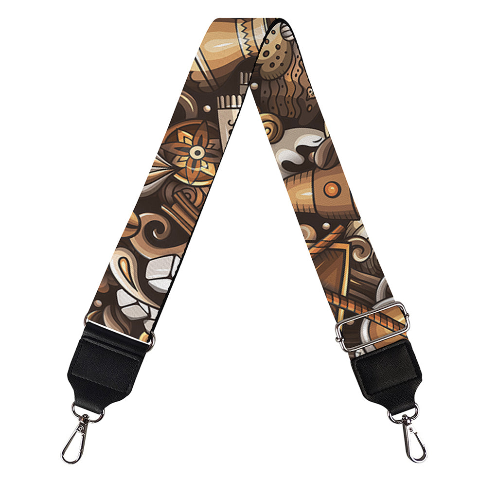Coffee And Dessert Drawing Pattern Print Bag Strap