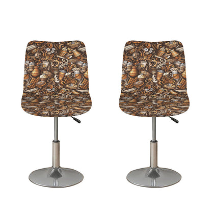 Coffee And Dessert Drawing Pattern Print Bar Stool Covers