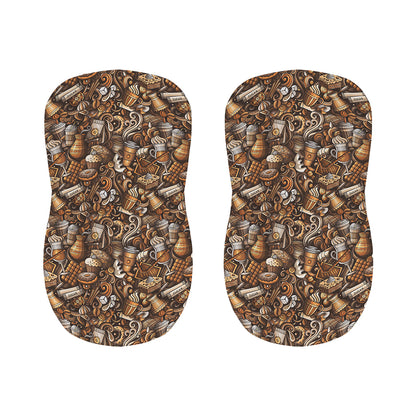 Coffee And Dessert Drawing Pattern Print Bar Stool Covers