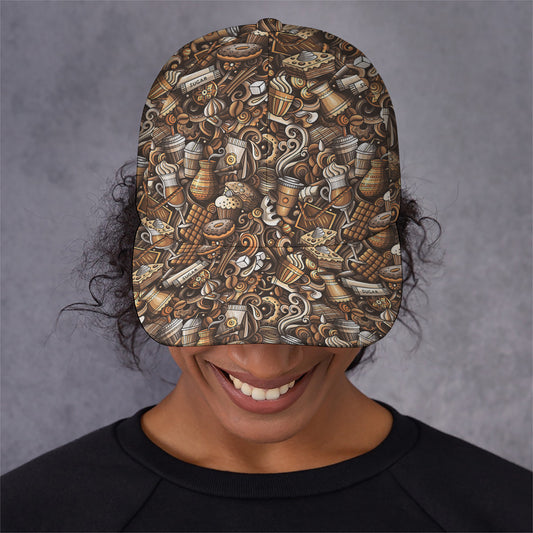 Coffee And Dessert Drawing Pattern Print Baseball Cap