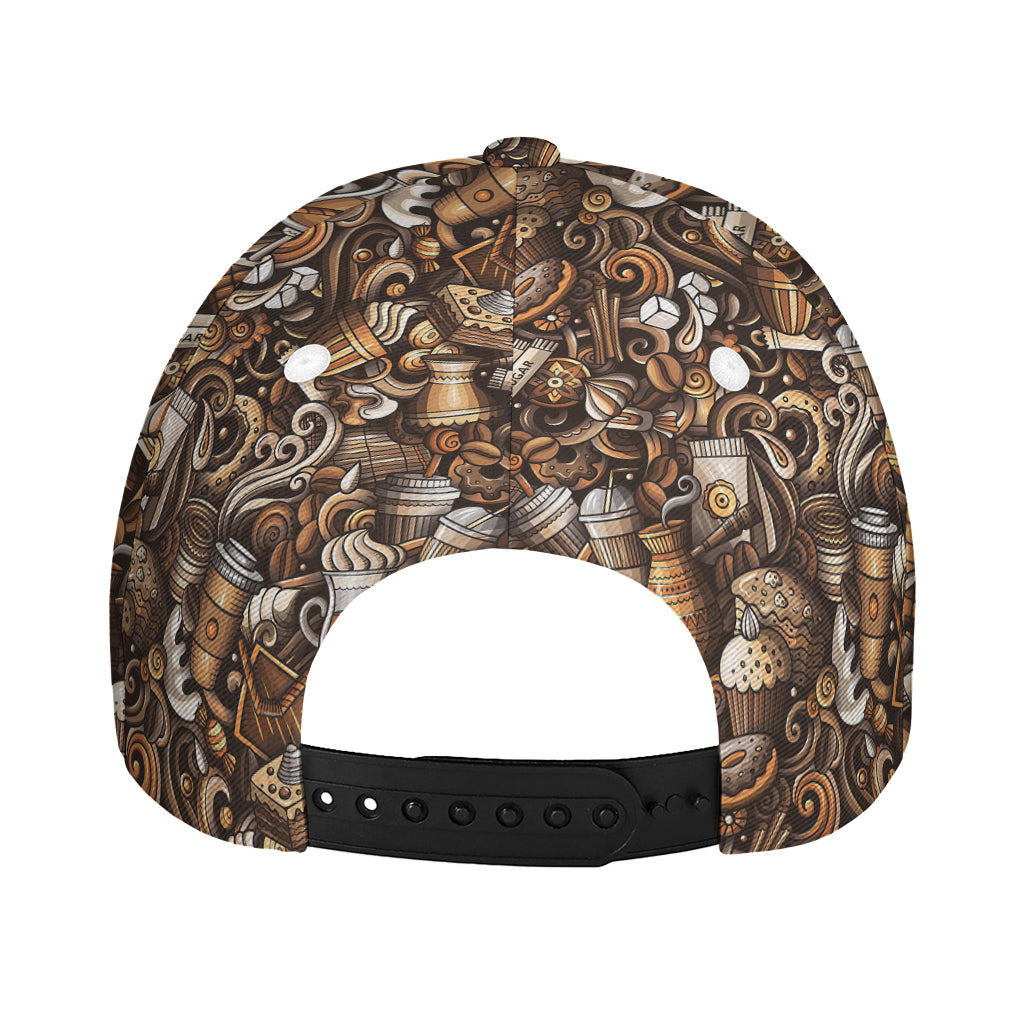 Coffee And Dessert Drawing Pattern Print Baseball Cap