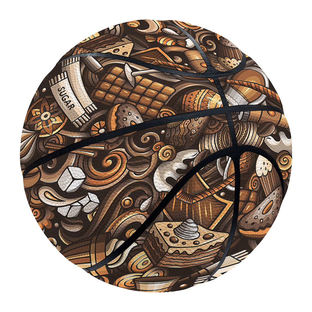 Coffee And Dessert Drawing Pattern Print Basketball