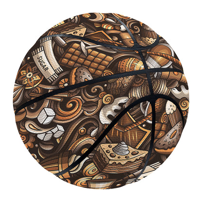 Coffee And Dessert Drawing Pattern Print Basketball
