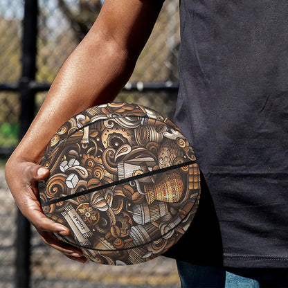 Coffee And Dessert Drawing Pattern Print Basketball