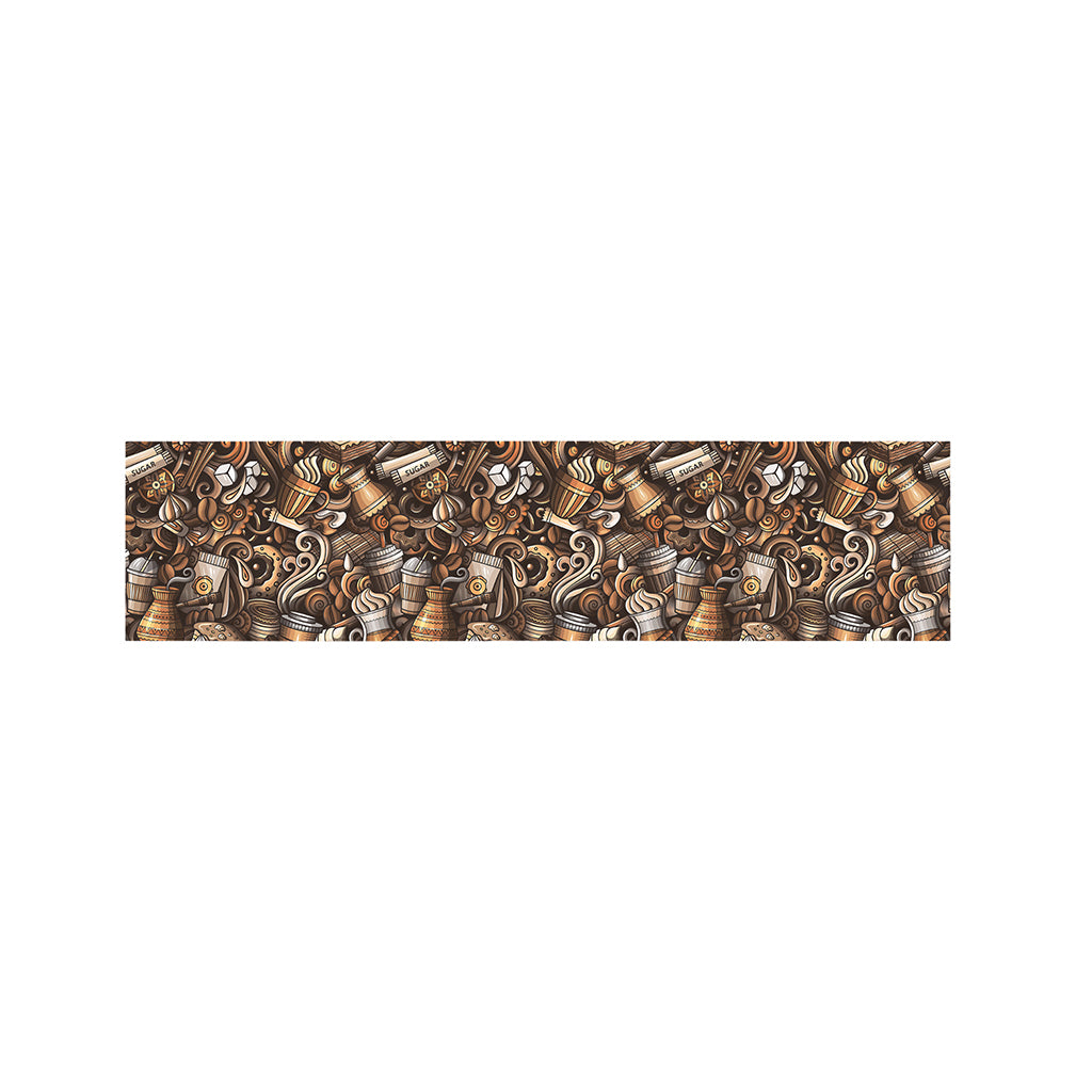 Coffee And Dessert Drawing Pattern Print Bed Runner