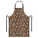 Coffee And Dessert Drawing Pattern Print Bib Apron With Pocket