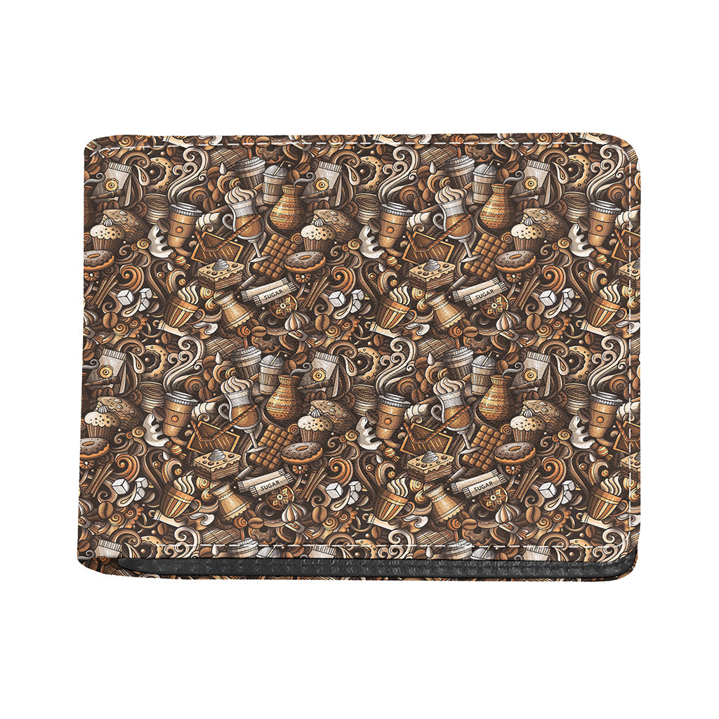 Coffee And Dessert Drawing Pattern Print Bifold Wallet