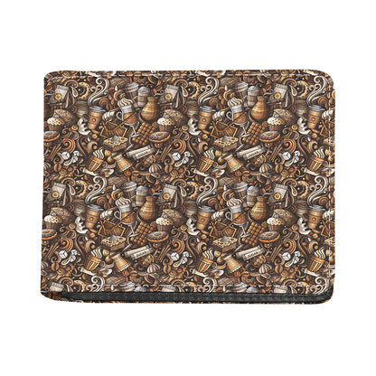 Coffee And Dessert Drawing Pattern Print Bifold Wallet