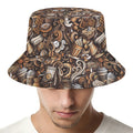 Coffee And Dessert Drawing Pattern Print Bucket Hat