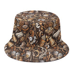 Coffee And Dessert Drawing Pattern Print Bucket Hat