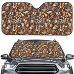 Coffee And Dessert Drawing Pattern Print Car Windshield Sun Shade