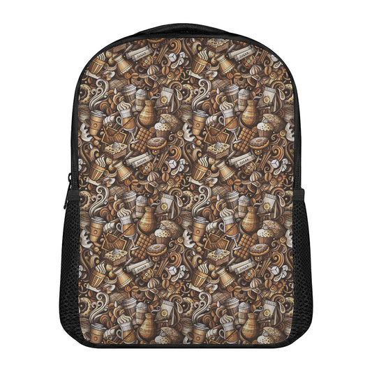 Coffee And Dessert Drawing Pattern Print Casual Backpack