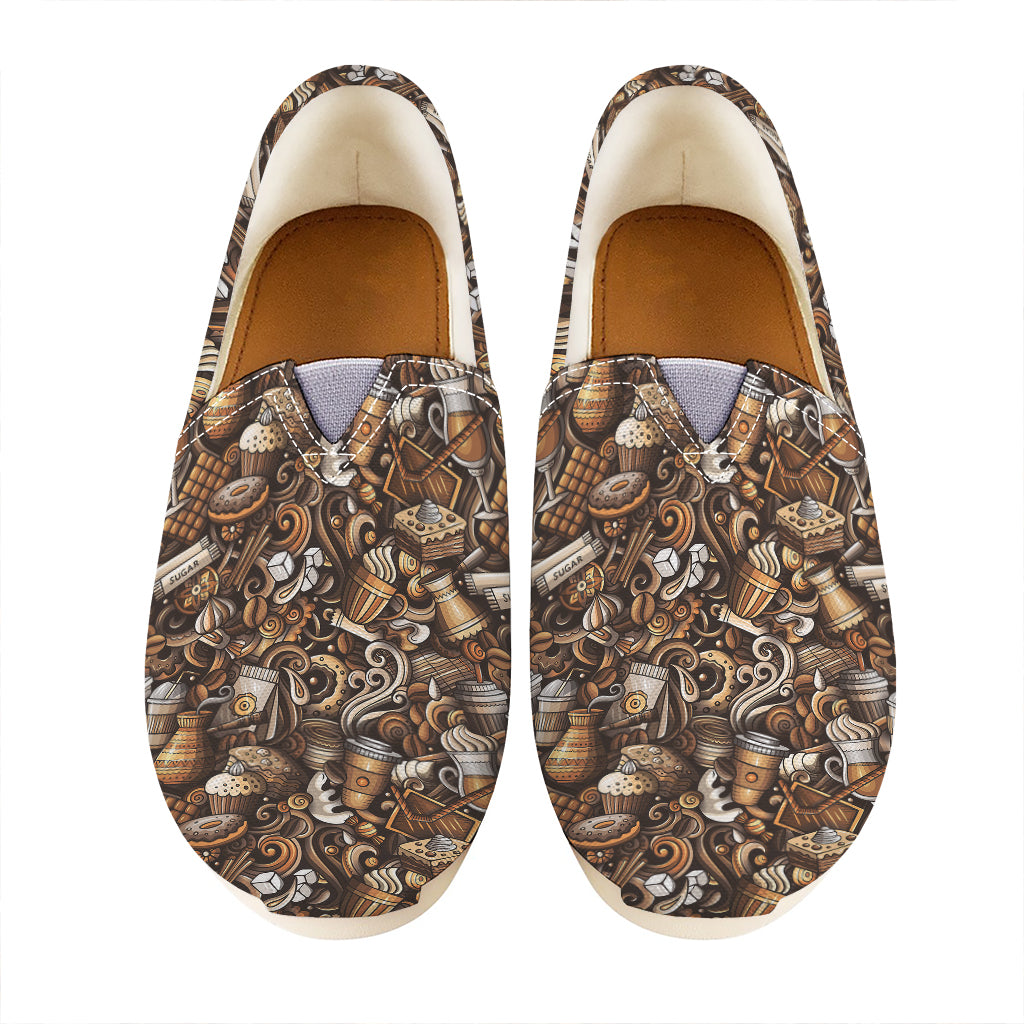 Coffee And Dessert Drawing Pattern Print Casual Shoes