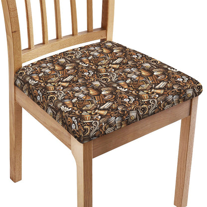 Coffee And Dessert Drawing Pattern Print Chair Cushion Cover