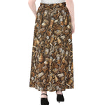 Coffee And Dessert Drawing Pattern Print Chiffon Maxi Skirt