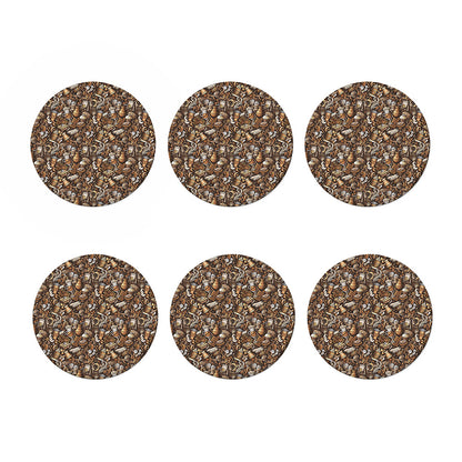 Coffee And Dessert Drawing Pattern Print Coaster Set