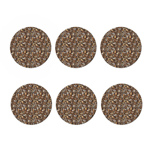 Coffee And Dessert Drawing Pattern Print Coaster Set