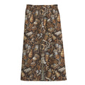 Coffee And Dessert Drawing Pattern Print Cotton Front Slit Maxi Skirt