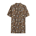 Coffee And Dessert Drawing Pattern Print Cotton Hawaiian Shirt