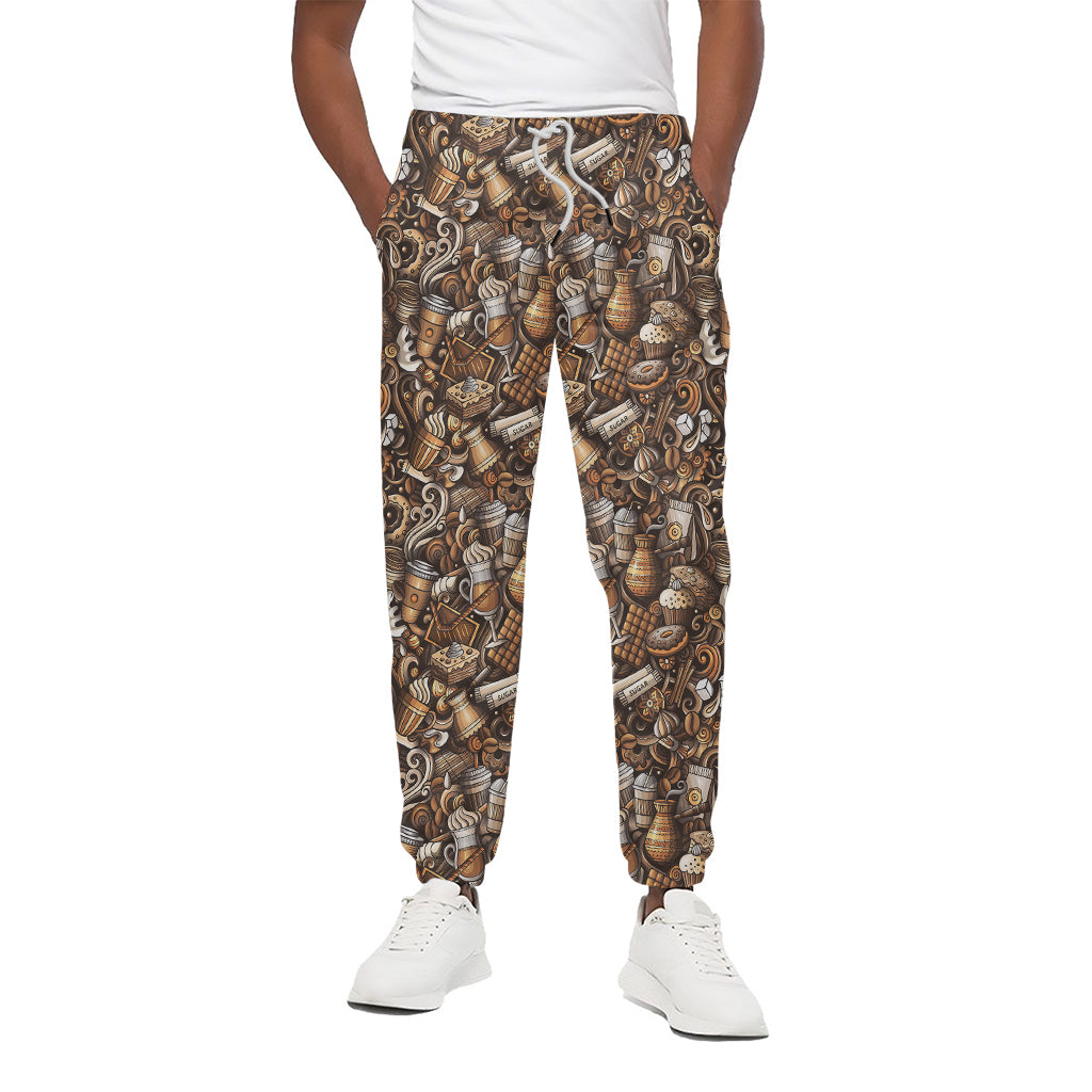 Coffee And Dessert Drawing Pattern Print Cotton Pants
