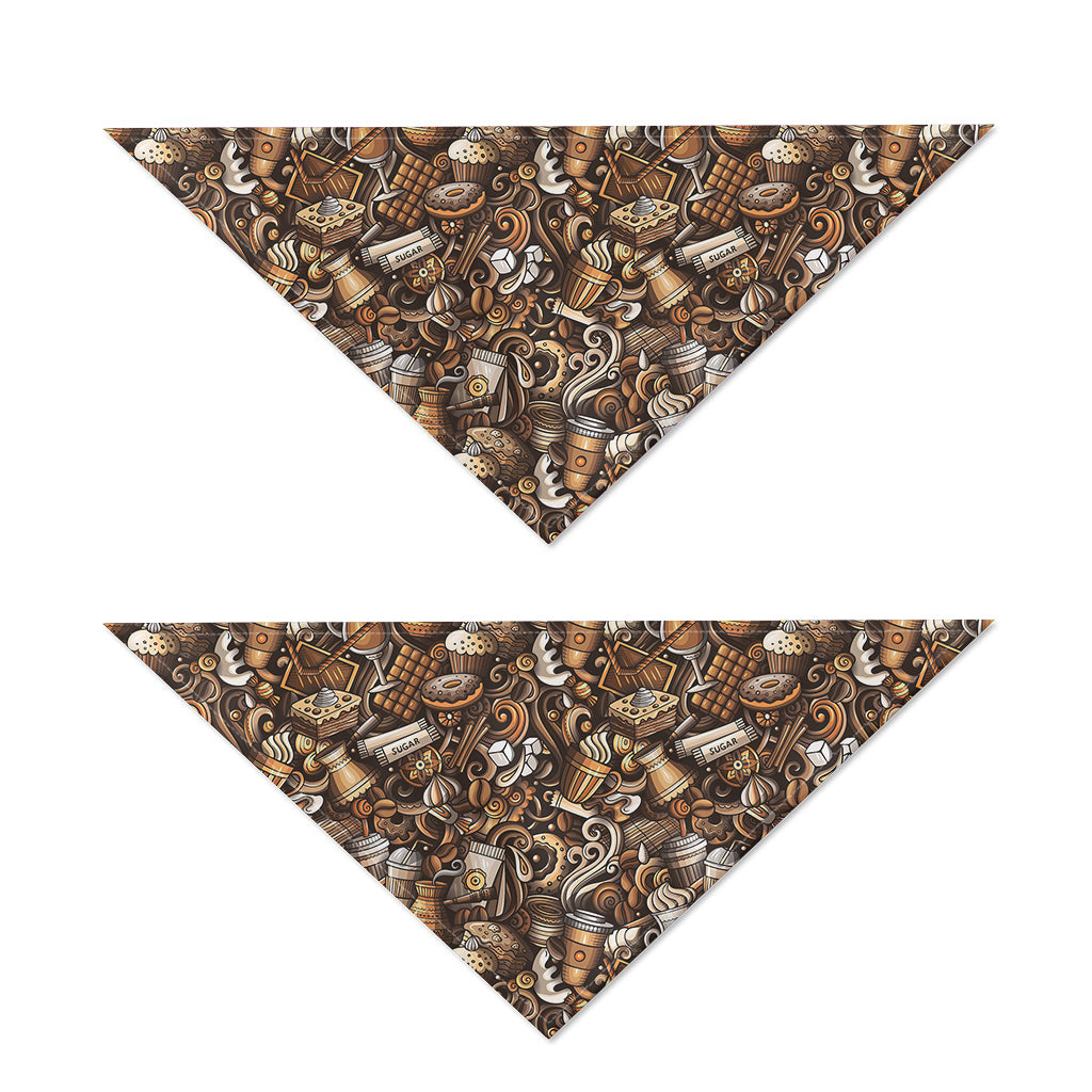 Coffee And Dessert Drawing Pattern Print Dog Bandana