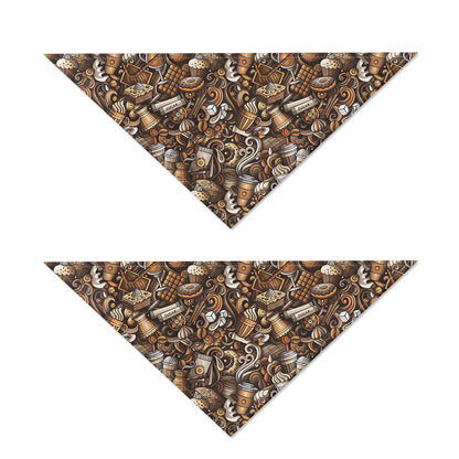 Coffee And Dessert Drawing Pattern Print Dog Bandana
