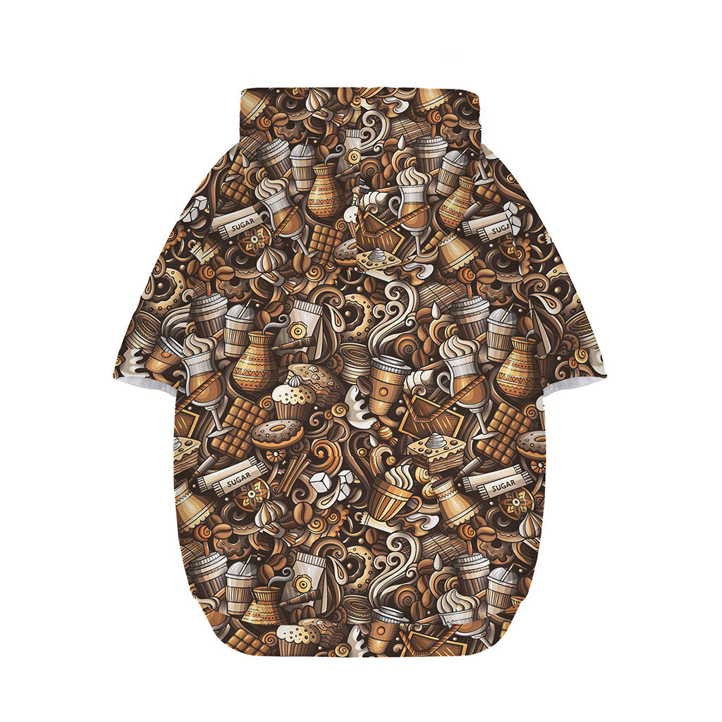 Coffee And Dessert Drawing Pattern Print Dog Zip Up Hoodie
