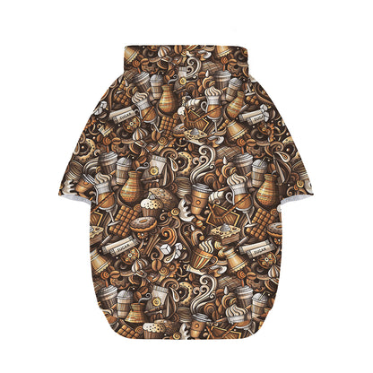 Coffee And Dessert Drawing Pattern Print Dog Zip Up Hoodie