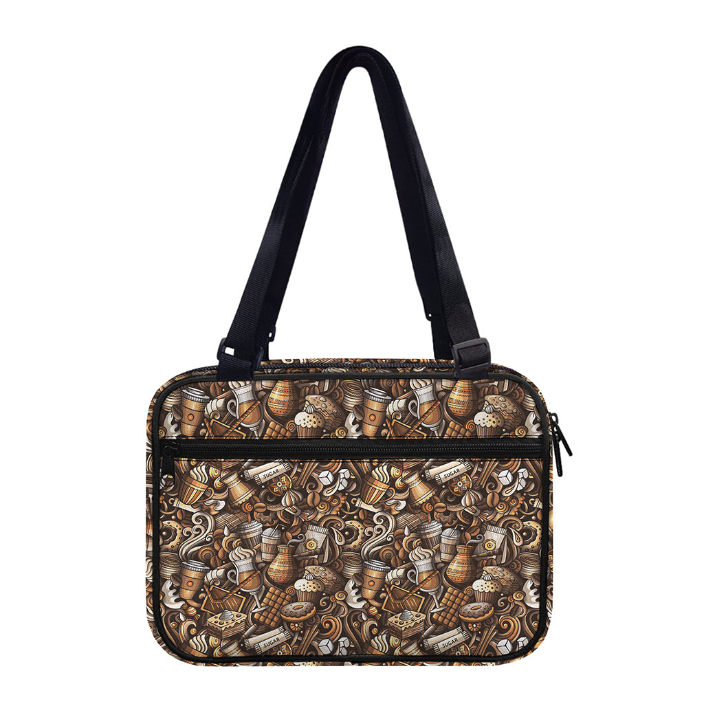 Coffee And Dessert Drawing Pattern Print Double Strap Bible Bag