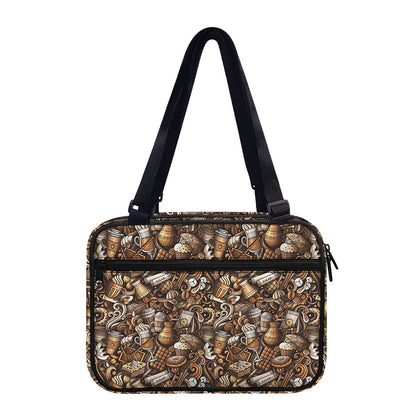 Coffee And Dessert Drawing Pattern Print Double Strap Bible Bag