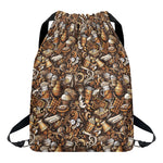Coffee And Dessert Drawing Pattern Print Drawstring Backpack