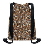 Coffee And Dessert Drawing Pattern Print Drawstring Backpack