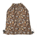 Coffee And Dessert Drawing Pattern Print Drawstring Bag