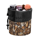 Coffee And Dessert Drawing Pattern Print Drawstring Makeup Bag