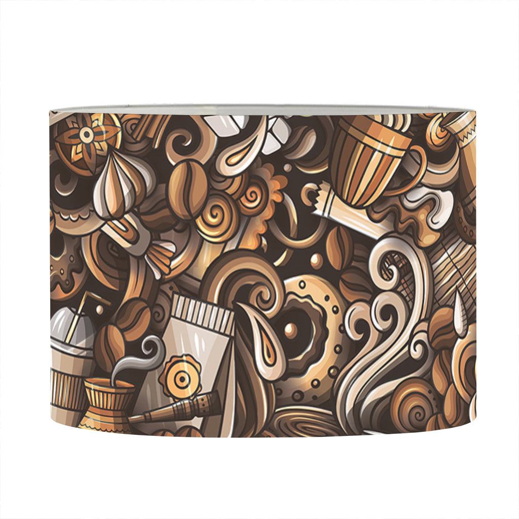 Coffee And Dessert Drawing Pattern Print Drum Lamp Shade