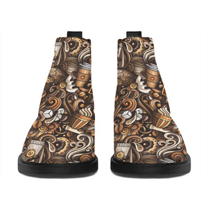 Coffee And Dessert Drawing Pattern Print Flat Ankle Boots