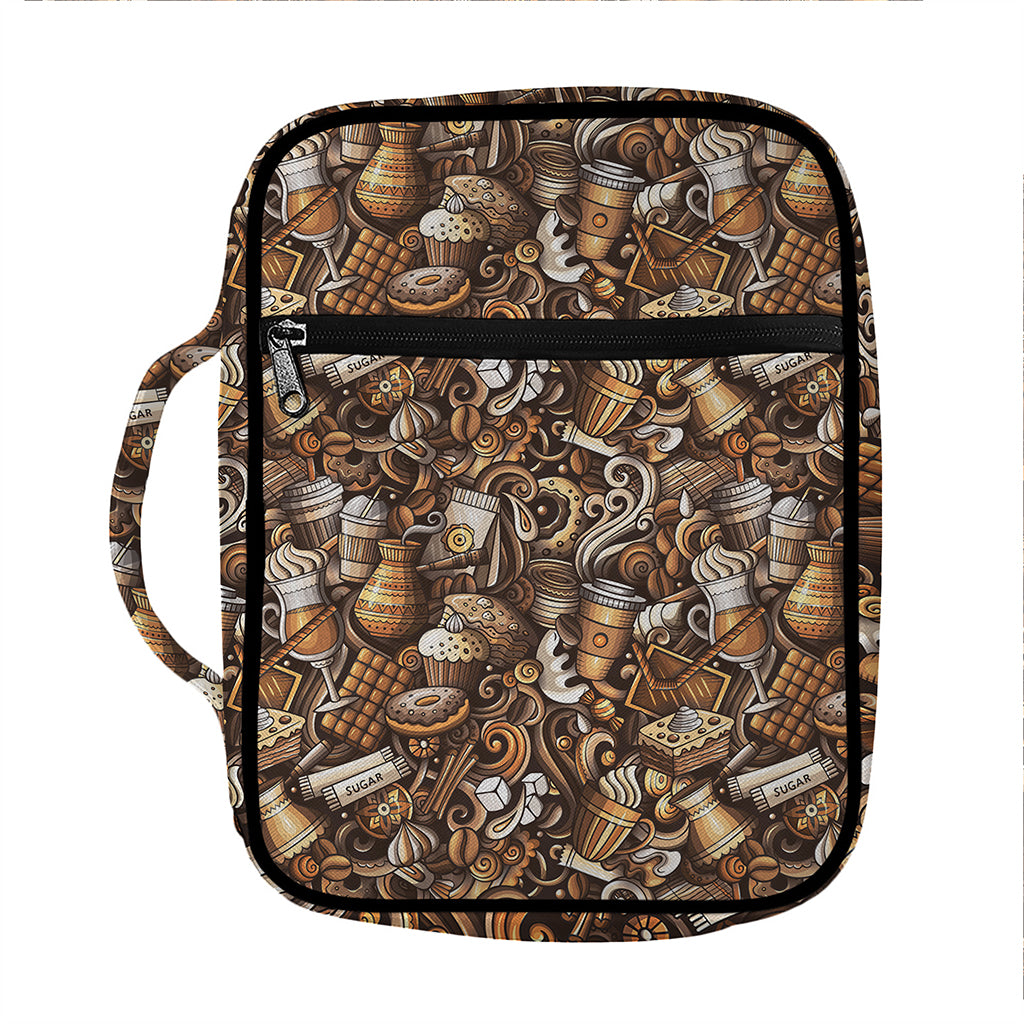Coffee And Dessert Drawing Pattern Print Front Pocket Bible Bag