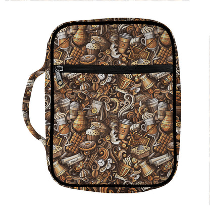 Coffee And Dessert Drawing Pattern Print Front Pocket Bible Bag