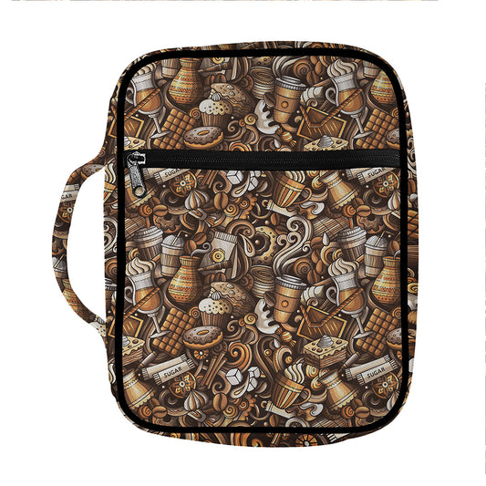 Coffee And Dessert Drawing Pattern Print Front Pocket Bible Bag