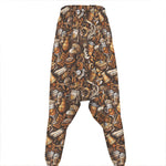 Coffee And Dessert Drawing Pattern Print Hammer Pants