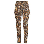 Coffee And Dessert Drawing Pattern Print High-Waisted Pocket Leggings